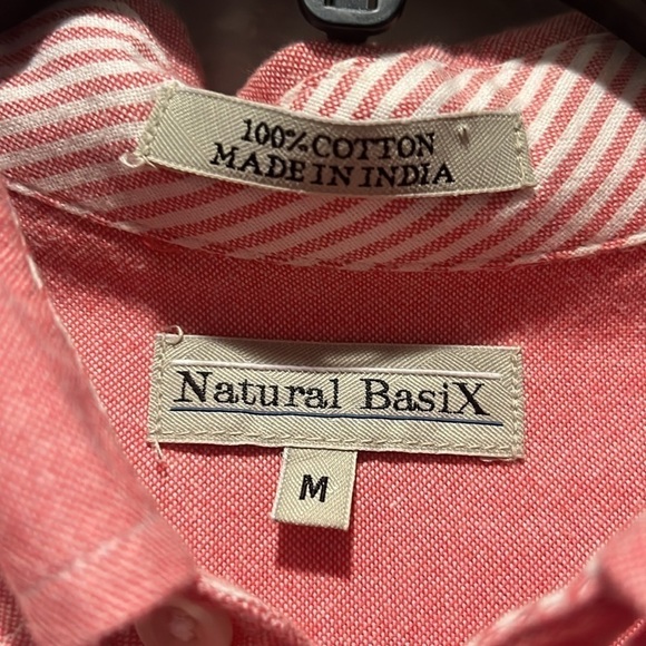 Natural Basix Men's Pink Button-Down Shirt Long Sleeve Business Casual Size M - Picture 4 of 10